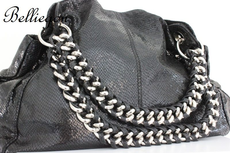 OROTON Black Costa CHAIN Snake Skin LEATHER Hand BAG eBay