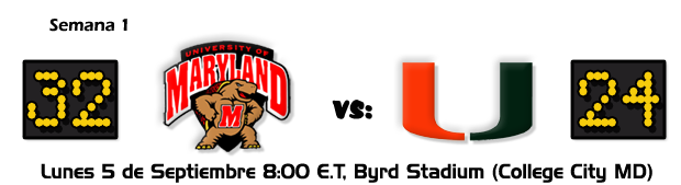 MARYLAND TERRAPINS vs. MIAMI HURRICANES Week1