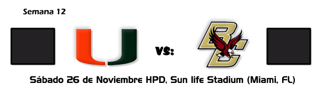 MIAMI HURRICANES vs. BOSTON COLLEGE EAGLES Week1