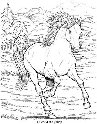 Hard Coloring on Edupics Horse Coloring Page