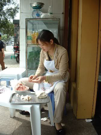 Woman Preparing Wontons Making Wontons