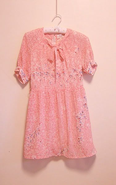 70s vtg pink floral dress