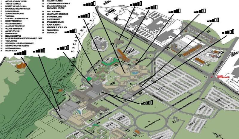 Reception on Brock Campus Areas of Reception Around Brock Campus