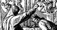 Detail from 'Nathan Rebukes David,' woodcut illustration by Julius Schnoor von Carolsfeld originally printed in Das Buch der Bücher in Bilden.