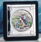 Guardian angel sterling silver easel plaque