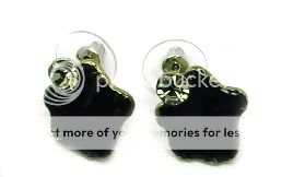 Black Enamel Jet Crystal Dangle Necklace Earrings Set  