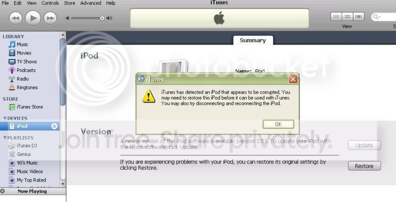 ipod nano wont recognize in itunes. corrupt? -paypal to whoever helps ...